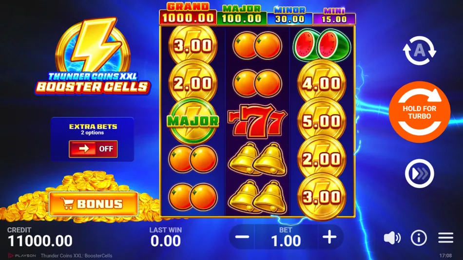 Coin symbols aligning on reels 1 and 3 before a natural Bonus Game trigger